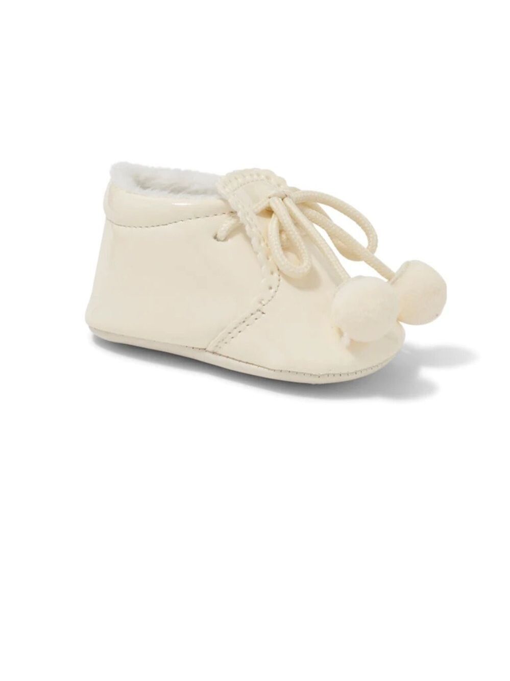 Spanish Style Patent Baby Pom Pom Booties